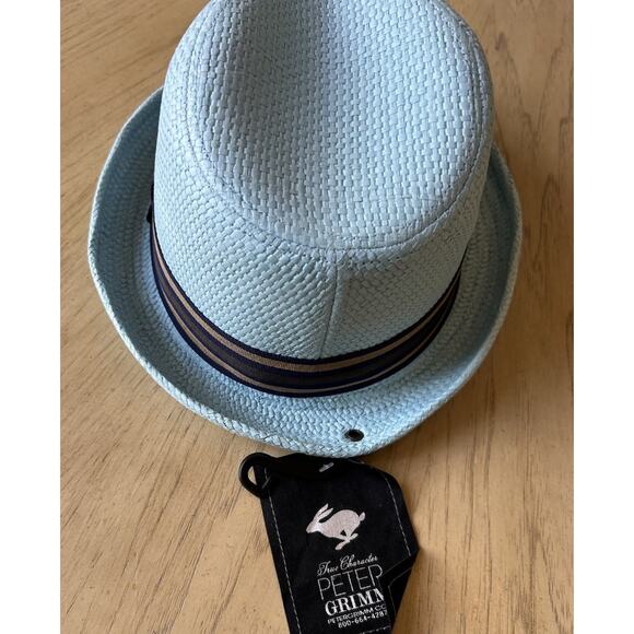 PETER GRIMM Light Blue Depp Mens Fedora Hat Turquoise Dad Miami New With Tags - Picture 6 of 10
